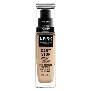 Super Beauty | מוצרי איפור וטיפוח איפור NYX PROFESSIONAL MAKEUP Can't Stop Won't Stop Full Coverage Foundation, Warm Vanilla, 1 Fl Oz