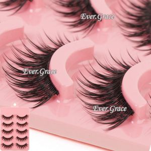 Super Beauty | מוצרי איפור וטיפוח איפור Makeup 5 Pairs Natural Long Fake Eye Lashes Handmade Thick False Eyelashes Black