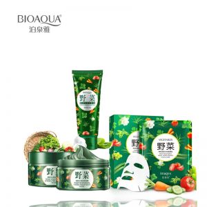 Super Beauty | מוצרי איפור וטיפוח טיפוח BIOAQUA Face Set Vegetables Beauty Face Set Hydrating Essence Face Cream +3 pcs Face Mask+Cleanser Facial Skin Care Set