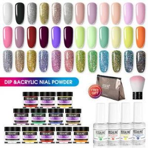 Super Beauty | מוצרי איפור וטיפוח טיפול וטיפוח ציפורניים    12PCS/Set ROSALIND Dipping Powder System Liquid Natural Dry Nail Art Starter Kit