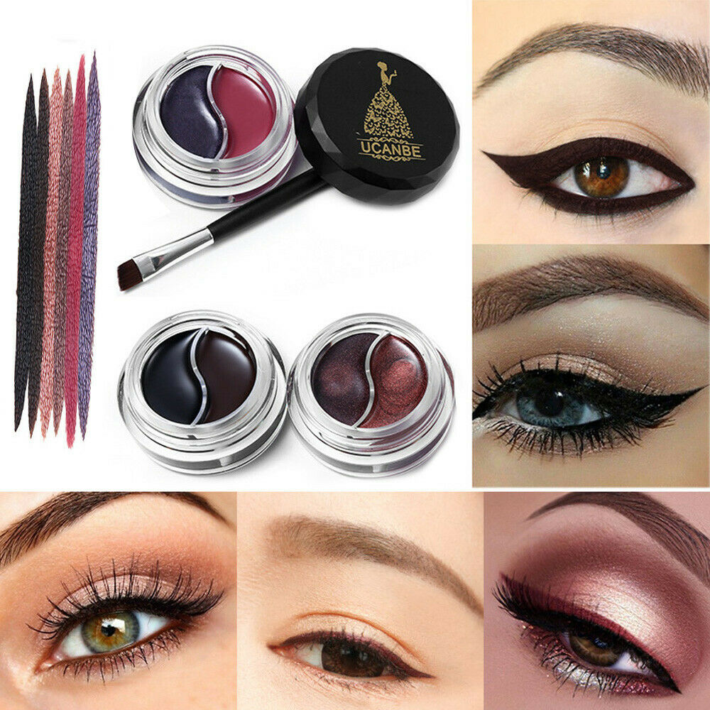 Super Beauty | מוצרי איפור וטיפוח איפור Waterproof Two Color Eyeliner Gel Eye Makeup Eye Liner Cream With Brush Kit NEW